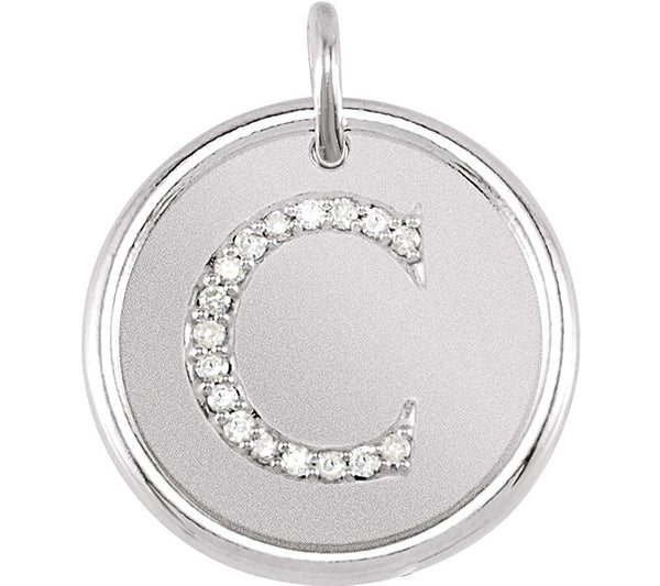 Diamond Initial "C" Pendant, Sterling Silver (.08 Ctw, Color G-H, Clarity I1 )