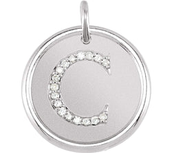 Diamond Initial "C" Pendant, Rhodium-Plated 14k White Gold (.08 Ctw, Color G-H, Clarity I1 )