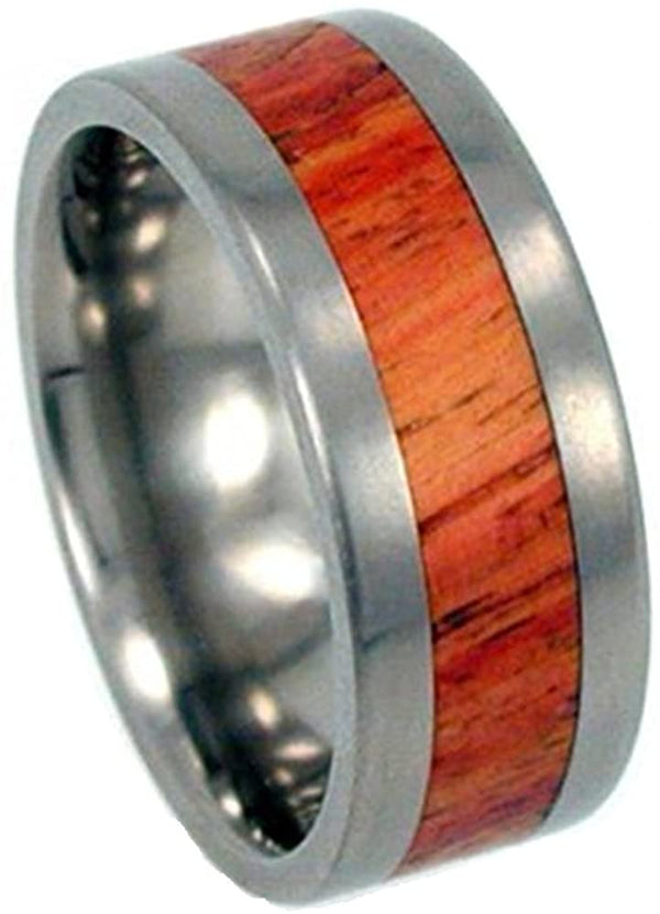 Tulip Wood Inlay 8mm Comfort Fit Titanium Band, Size 4.5