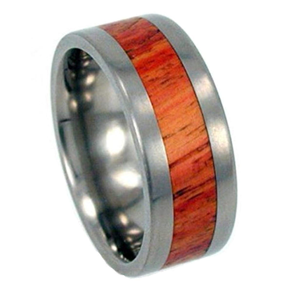 Tulip Wood Inlay 8mm Comfort Fit Titanium Band, Size 10