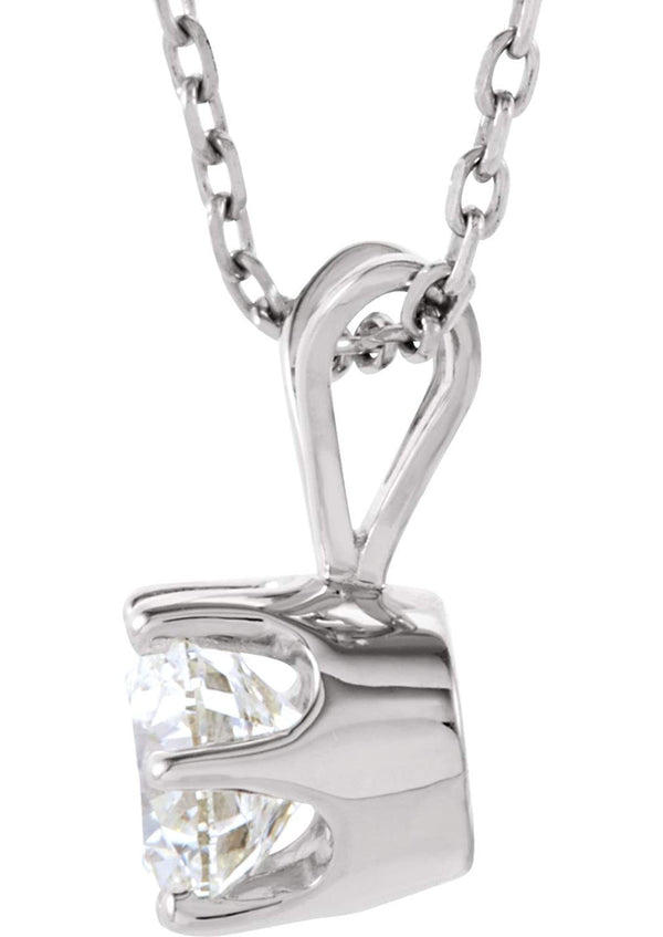 Diamond Solitaire Pendant Necklace, Rhodium Plate 14k White Gold, 18" (1/2 Ctw, GH Color, I1 Clarity)