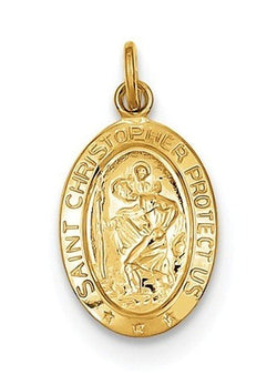 24k Gold-Plated Sterling Silver Saint Christopher Medal (20X10MM)