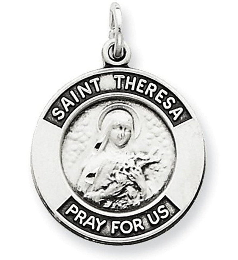 Sterling Silver Antiqued St. Theresa Medal (21X16MM)