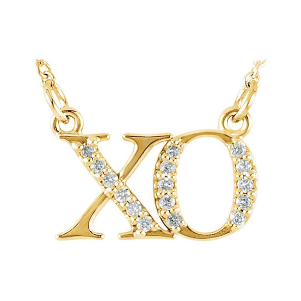 Diamond 'XO' 14k Yellow Gold Necklace, 16" (.08 Cttw, GH, I1)
