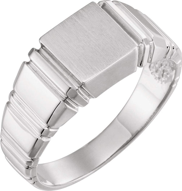 Men's Open Back Square Signet Ring, Continuum Sterling Silver (11mm)
