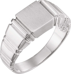 Platinum Men's Open Back Square Signet Ring (11mm)