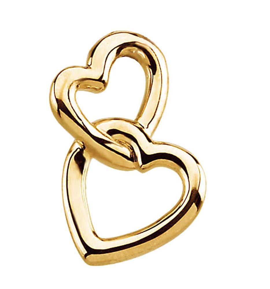 Double Heart Pendant, 18k Yellow Gold