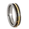 Buckeye Burl Wood, 14k Yellow Gold 5mm Comfort-Fit Titanium Ring, Size 7