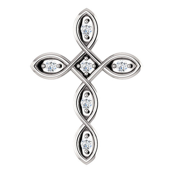 Diamond Everlasting Cross Rhodium-Plated 14k White Gold Pendant (.1 Ctw, G-H Color, I1 Clarity)