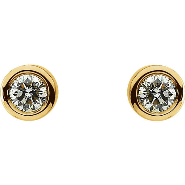 Diamond Stud Bezel Earrings, 14k Yellow Gold (1 Cttw, Color GH, Clarity I1)