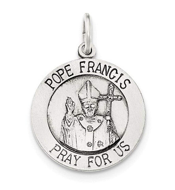 Sterling Silver Antiqued and Brushed Pope Francis Medal
