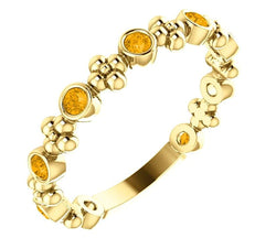 Genuine Citrine Beaded Ring, 14k Yellow Gold