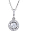 Diamond Halo Round Pendant Necklace, Rhodium Plate 14k White Gold, 18" (1/2 Ctw, GH Color, I1 Clarity)