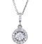 Diamond Halo Round Pendant Necklace, Rhodium Plate 14k White Gold, 18" (1.00 Ctw, GH Color, I1 Clarity)