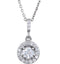 Diamond Halo Round Pendant Necklace, Rhodium Plate 14k White Gold, 18" (1.25 Ctw, GH Color, I1 Clarity)