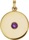 Round Amethyst Disc Pendant, 14k Yellow Gold