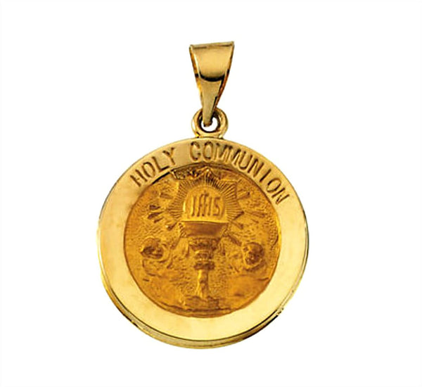 14k Yellow Gold Hollow Holy Communion Medal (18.5 MM)