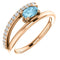 Aquamarine and Diamond Bypass Ring, 14k Rose Gold (.125 Ctw, G-H Color, I1 Clarity)