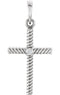 Diamond Rope-Trim Cross Rhodium-Plated 14k White Gold Pendant (.02 Ct, G-H Color, I1 Clarity)