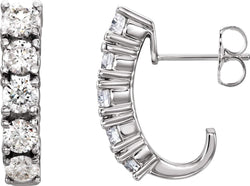 Diamond J-Hoop Earrings, 14k White Gold (1 1/2 Ctw, Color G-H, Clarity I1)