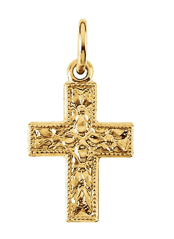 Childrens 14k White Gold Small Cross Pendant