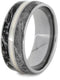 Gibeon Meteorite, Black and White Composite Mokume, 14k White Gold 8mm Comfort-Fit Titanium Wedding Band, Size 8.5