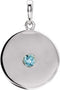 Round Aquamarine Disc Pendant, Sterling Silver