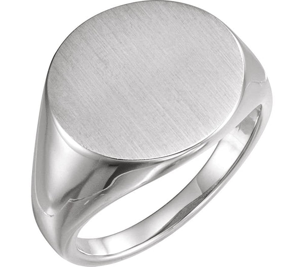 Men's Sterling Silver Brushed Signet Ring (18mm) Size 14