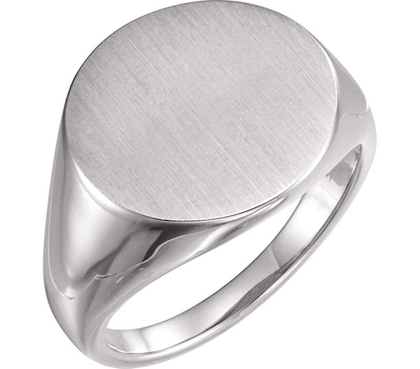 Men's Sterling Silver Brushed Signet Ring (18mm) Size 13.75