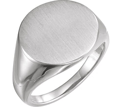 Men's Sterling Silver Brushed Signet Ring (18mm) Size 10.25