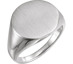 Men's Sterling Silver Brushed Signet Ring (18mm) Size 13