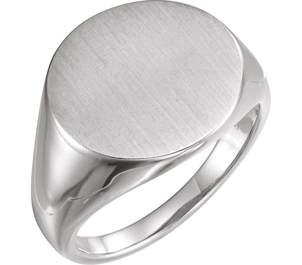 Men's Sterling Silver Brushed Signet Ring (18mm) Size 12.75