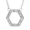 Diamond Hexagon Silhouette Pendant Necklace, Rhodium Plated Sterling Silver, 18" (.09 Ctw)