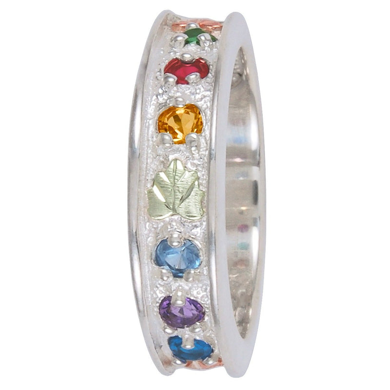 Womens Sterling Silver, 12k Green Gold, 12k Pink Gold, 6 Stones Ring, Sizes 4, 4.5, 5, 5.5, 6, 6.5, 7, 7.5, 8, 8.5, 9