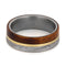 Amboyna Burl Wood, Gibeon Meteorite, 14k Yellow Gold 7mm Comfort-Fit Matte Titanium Wedding Band