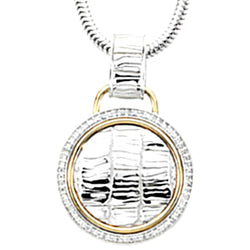 61-Stone Diamond Round Alligator Skin Design Pendant Necklace, 14k Yellow Gold and Sterling Silve, 18" (1/3 Ctw)