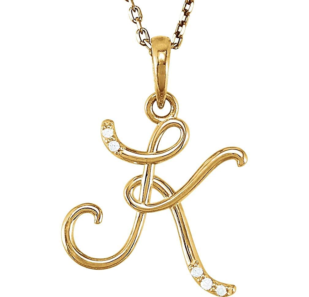 5-Stone Diamond Letter 'K' Initial 14k Yellow Gold Pendant Necklace, 18" (.03 Cttw, GH, I1)