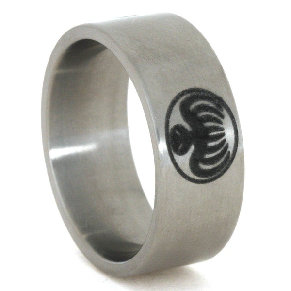 Engraved Octopus 9mm Comfort-Fit Matte Titanium Wedding Band