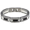 Men's Stainless Steel and Leather Inlays Bracelet, 8.5"