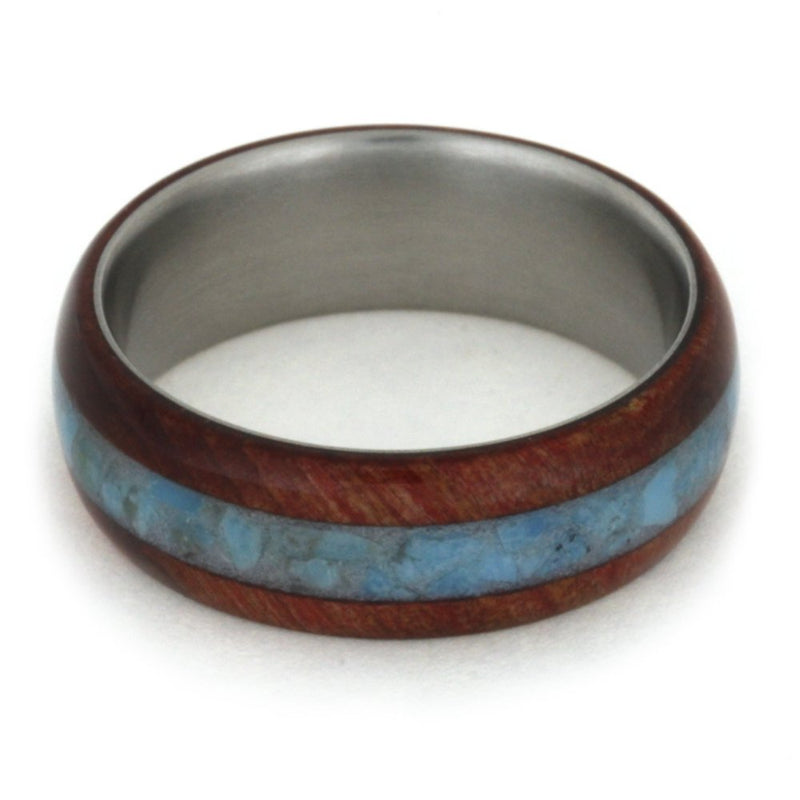 Turquoise, Ruby Redwood 7mm Comfort-Fit Matte Titanium Band