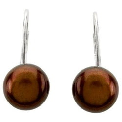 Chocolate Cultured Freshwater Pearl Earrings, 14k White Gold (9-9.5 MM)