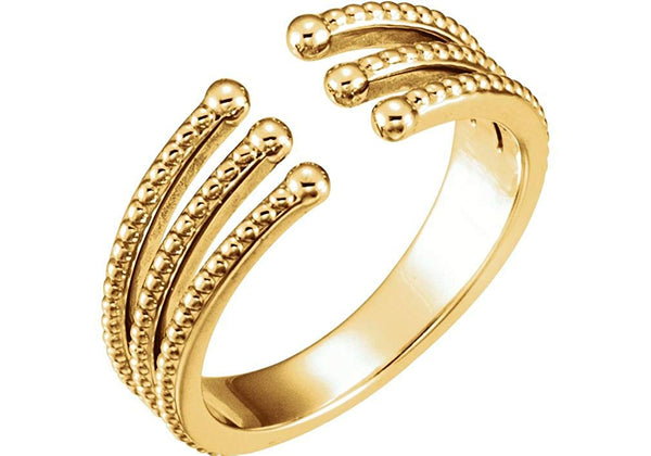 Granulated Bead Negative Space Ring, 14k Yellow Gold