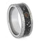 Cabochon Opal, Black Stardust Inlay, Gibeon Meteorite 8.5mm Comfort-Fit Titanium Wedding Band