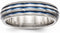 Edward Mirell Titanium Triple Groove Blue Anodized 6mm Wedding Band