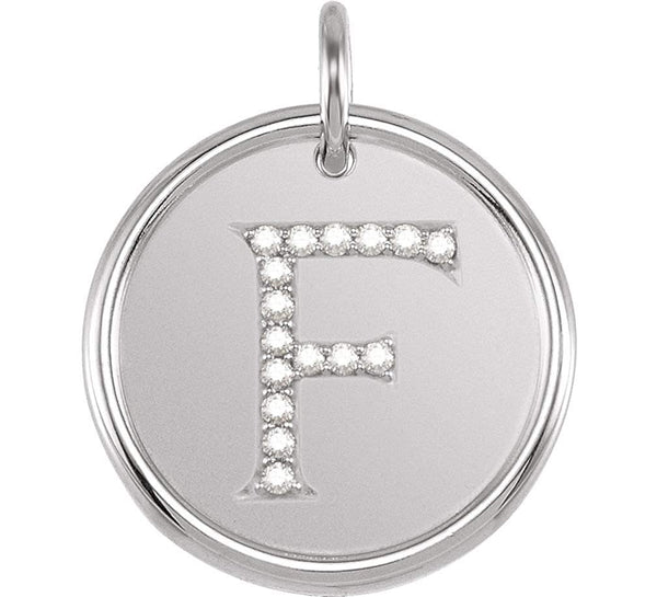 Diamond Initial "F" Pendant, Rhodium-Plated 14k White Gold (.08 Ctw, Color G-H, Clarity I1)