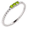 Platinum Peridot Beaded Ring, Size 6