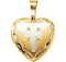 Satin-Brush Heart with Cross 14k Yellow Gold Plated Sterling Silver Locket (12.50X12.00 MM)