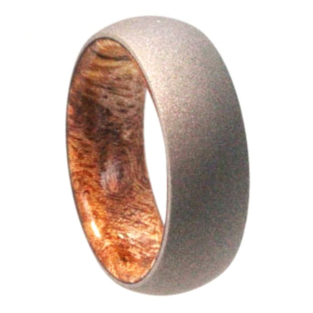 Sindora Wood Inner Sleeve 6mm Comfort Fit Sandblasted Titanium Wedding Band