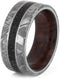 Dinosaur Bone, Gibeon Meteorite, Honduran Rosewood Burl 10mm Comfort-Fit Titanium Band, Size 12