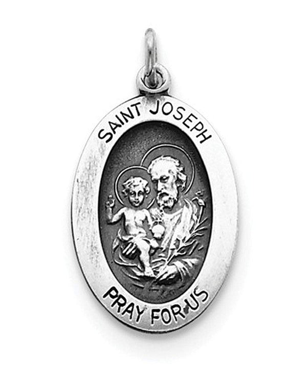 Sterling Silver Antiqued Saint Joseph Medal (35X15MM)